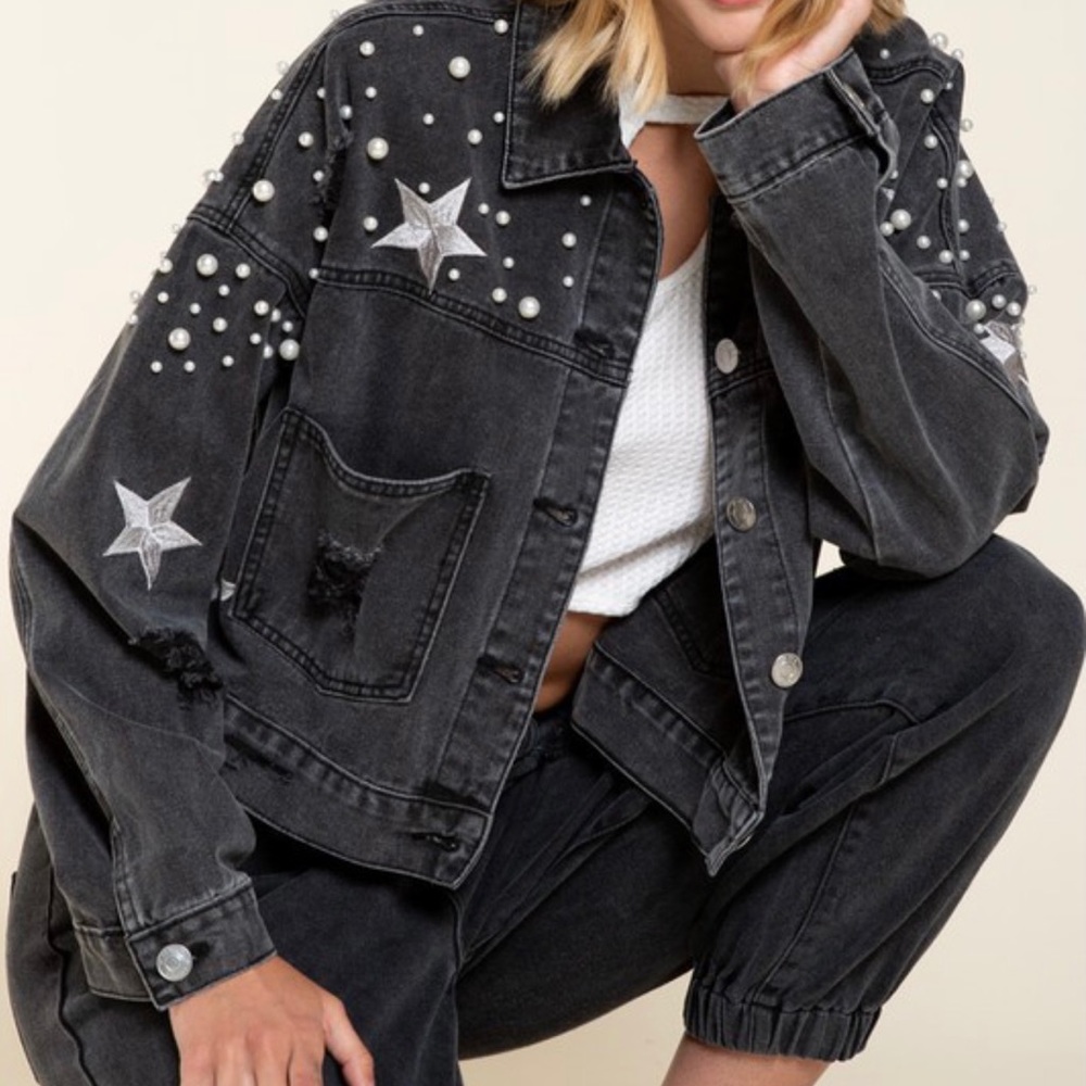 New Denim pearl/star jacket - Picture 3 of 4